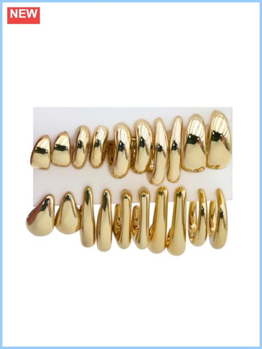 Chunky Gold Plated Hoop Dangle Earrings Set Hypoallergenic Lightweight